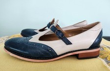 Sapato Oxford Mary Jane Feminino Mona Couro Voador Azul Taupe Tamanho 38 EUA 7.5 comprar usado  Enviando para Brazil