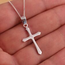 Usado, Prata esterlina sólida 925 Liso Cruz Crucifixo Pingente Colar de Corrente Curb In A Box comprar usado  Enviando para Brazil