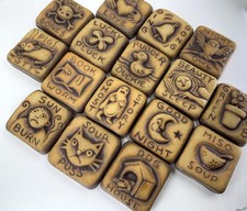 Lote de 16 azulejos de cerâmica Word de 2" com desconto por Gretchen Kramp em esmalte marrom comprar usado  Enviando para Brazil