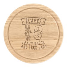 Beware Loco Bacon Y Huevos Mujer Redondo Cortar Queso Tabla Divertido Desayuno comprar usado  Enviando para Brazil