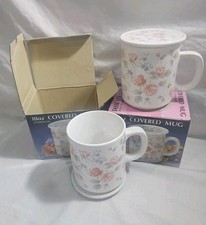 Caneca coleção flores vintage com tampa/coaster Japão conjunto de 2 canecas comprar usado  Enviando para Brazil