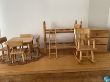 Boneca de madeira vintage Strombecker móveis sala de jantar mesa e quarto 10 peças comprar usado  Enviando para Brazil