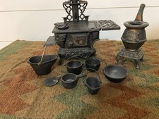 CRESCENT Vintage Mini Fogão a Lenha de Ferro Fundido e Panela Barriga com Panelas Panelas - Brinquedo comprar usado  Enviando para Brazil