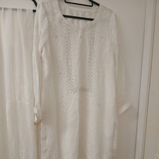 White chikankari georgette for sale  NORTHAMPTON