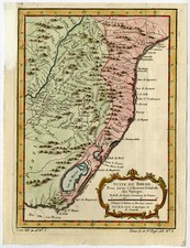Estampa antiga-BRASIL-LAGAO MIRIM-URUGUAI-SANTA CATARINA-Schley-Bellin -1758, usado comprar usado  Enviando para Brazil