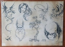 1989 VINTAGE Jack Rudy Tatuagem Tradicional Flash Folha Tattooland Motociclista Fantasia B comprar usado  Enviando para Brazil