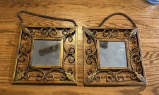 Par de espelhos de parede vintage ornamentados bronze ferro metal rolo e folha padrão, usado comprar usado Par de espelhos de parede vintage ornamentados bronze ferro metal rolo e folha padrão, usado comprar usado  Enviando para Brazil