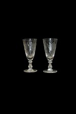 Pair vintage etched for sale  PONTYCLUN