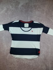 Moletom Abercrombie & Fitch listrado cropped preto, branco feminino G, usado comprar usado  Enviando para Brazil