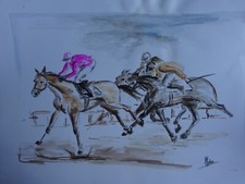 Belle aquarelle course d'occasion  Montbrison