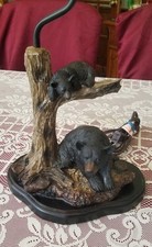 Abajur de mesa rústico preto urso e filhote em árvore decoração cabine lodge 24"H sem sombra comprar usado  Enviando para Brazil
