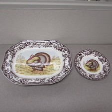 Usado, Spode China WOODLAND Padrão TURQUIA 13 peças Conjunto de Prato/Pratos de Ação de Graças comprar usado  Enviando para Brazil