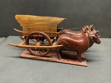 Escultura antiga feita à mão e japonesa esculpida em madeira desenhada em boi carrinho de tumbril , usado comprar usado  Enviando para Brazil