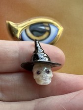 Pingente de Halloween 14k e 925 pérola crânio de bruxa olhos de ametista, usado comprar usado  Enviando para Brazil