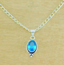 Colgante Hecho A Mano De Plata De Ley 925 Con Piedra Preciosa Topacio Azul B-27 comprar usado  Enviando para Brazil