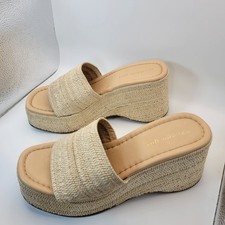 Sandálias femininas Madden Girl Zahara ráfia plataforma slide 7,5M bege tecido sapatos, usado comprar usado  Enviando para Brazil