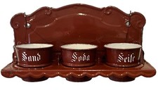 Antigo rack de parede alemão esmaltado metal lavanderia, sabão refrigerante areia 1900’s marrom, usado comprar usado  Enviando para Brazil