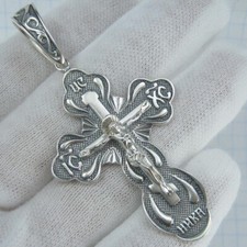 Pingente cruz de prata esterlina 925 grande crucifixo pesado feito à mão amuleto fé comprar usado  Enviando para Brazil