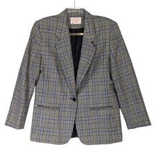 Blazer Pendleton Lã Preto Branco Houndstooth Janela Azul Vintage Anos 80 comprar usado  Enviando para Brazil