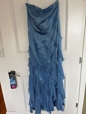 Lindo Vestido de Noite Escada, Azul, Babados, Sem Mangas, Tamanho 42 comprar usado  Enviando para Brazil