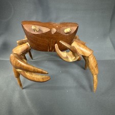 Estatueta de caranguejo de madeira esculpida - Pernas e garras móveis comprar usado  Enviando para Brazil