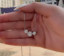 Pingente de halo impressionante de diamante simulado corte redondo 2 quilates folheado a ouro branco 14k comprar usado  Enviando para Brazil