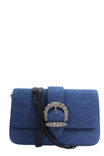Bolsa tiracolo Jimmy Choo feminina cristal denim Cheri carteira com corrente azul comprar usado  Enviando para Brazil