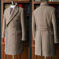 Sobretudos masculinos de inverno Houndstooth xadrez longo peito duplo roupa empresarial comprar usado  Enviando para Brazil