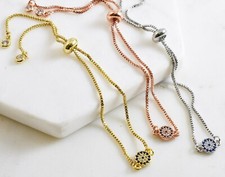 Pulseira de corrente ajustável Evil Eye bronze prata ouro rosa grego turco comprar usado  Enviando para Brazil