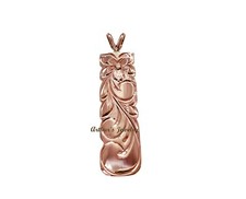 14K ROSE GOLD CUSTOM MADE HAWAIIAN 12MM PLUMERIA FLOWER SCROLL VERTICAL PENDANT comprar usado  Enviando para Brazil