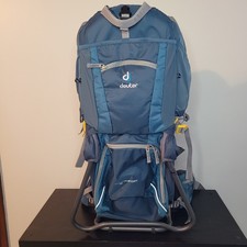 Mochila Deuter Kid Comfort II para transporte de crianças azul cinza pacote com estrutura de caminhada com suporte comprar usado  Enviando para Brazil