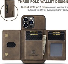 Capa carteira flip couro Brang DG.Ming 2 em 1 slot para cartão para iPhone 15 14 Pro Max comprar usado  Enviando para Brazil