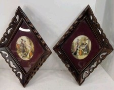 Vintage Antigo Vitoriano em Forma de Diamante Arte de Moldura de Madeira 19"x14" Conjunto de 2  comprar usado  Enviando para Brazil