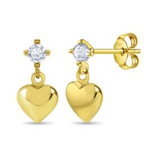 Brincos pendurados de coração de ouro 14k CZ para crianças/crianças/meninas comprar usado  Enviando para Brazil