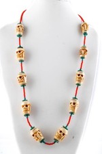 Colar de miçangas feminino designer coral turquesa esculpido em resina caveira comprar usado  Enviando para Brazil