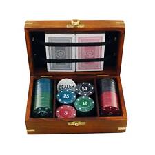 Pokerspiel-Set mit 100 Chips und Dealer in Holzbox, 18,5x11,5x7cm – Dekoration comprar usado  Enviando para Brazil