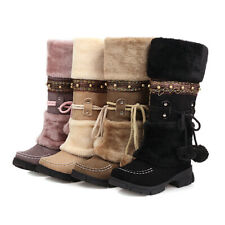 Botas de neve femininas de inverno forradas de pele quente casual chinelo no meio da panturrilha botas sapatos comprar usado  Enviando para Brazil