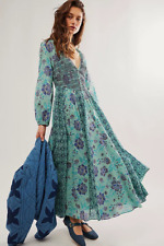 NUEVO MAXI VESTIDO FLORAL FREE PEOPLE VERDE AZULADO COMBO A NEW WAY TALLA L GRANDE segunda mano  Embacar hacia Argentina