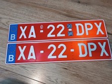 Red  temporary Belgium License  Plate  Tablica Rejestracyjna Belgijska Tymczasow na sprzedaż  PL