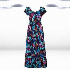 Vestido maxi feminino Ex Joe Browns manga curta verão enrugado floral marinho comprar usado  Enviando para Brazil