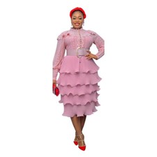 Vestido de festa casual feminino plus size manga longa botões renda patchwork babados comprar usado  Enviando para Brazil