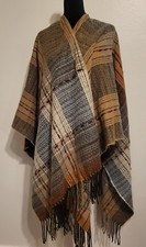 Usado, Xale xadrez envoltório poncho com franjas cobrir tamanho único festival viagem trabalho boho macio comprar usado  Enviando para Brazil