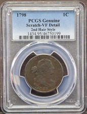 1798 EUA 1 centavo PCGS arranhão genuíno muito bom estado detalhe 2º estilo de cabelo comprar usado  Enviando para Brazil