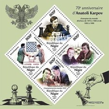 Folha de selos CHESS Grandmaster ANATOLY KARPOV Games/Sport 4v #38 (2021 Níger) comprar usado  Enviando para Brazil