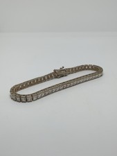 Pulseira de tênis vintage prata esterlina 925 quadrada CZ 7,25", usado comprar usado  Enviando para Brazil