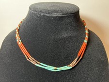 Usado, Colar Southwest Sterling Heishi turquesa coral concha de tartaruga 3 fios 16"" comprar usado  Enviando para Brazil