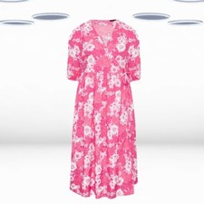 Vestido Midaxi Feminino Plus Size Floral Envoltório Rosa comprar usado  Enviando para Brazil