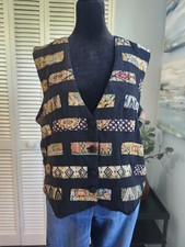 Chaleco de retazos vintage Halsey para mujer Boho Festival Academia negro talla mediana segunda mano  Embacar hacia Mexico