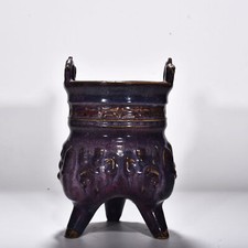 Fogão de orelha de dragão esmalte roxo 10,8" porcelana retrô canção dinastia Jun forno comprar usado  Enviando para Brazil