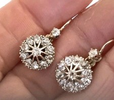 Brincos antigos de diamante aglomerado de diamante margarida diamante francês dormentes, usado comprar usado  Enviando para Brazil
